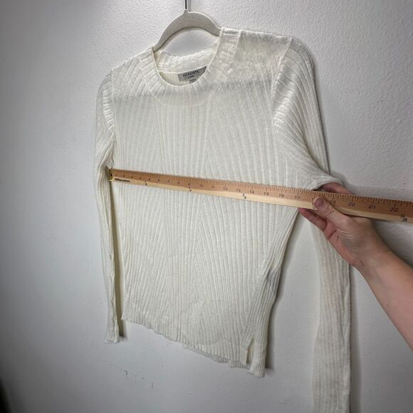 Allsaints Cream Ribbed Design Long Sleeve Round Neck Thin Light Sweater L - Picture 6 of 12